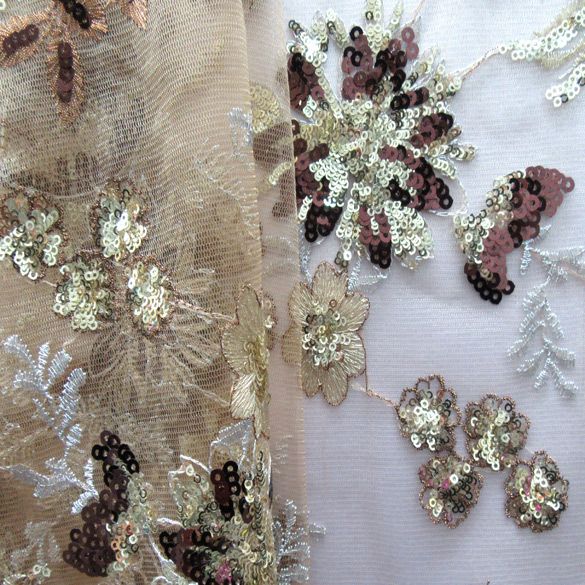 Exquisite Floral Embroidered Tulle Fabric