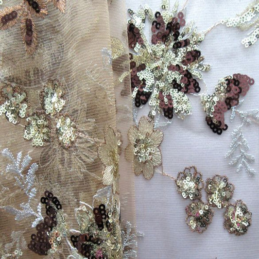 Exquisite Floral Embroidered Tulle Fabric