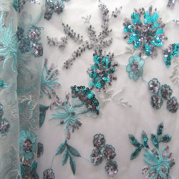 Exquisite Floral Embroidered Tulle Fabric