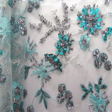 Exquisite Floral Embroidered Tulle Fabric